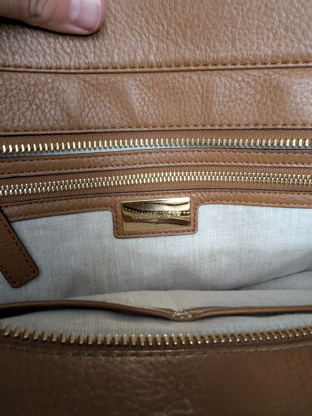 Michael Kors Brown Leather Satchel with Gold Hardware
